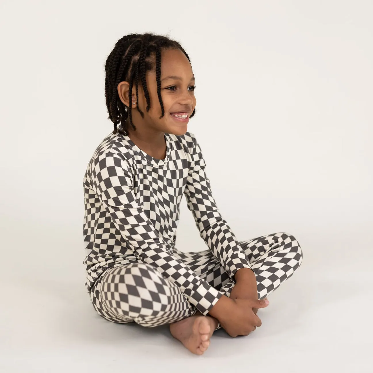 B&W Wavy Checker | Bamboo Two Piece Set