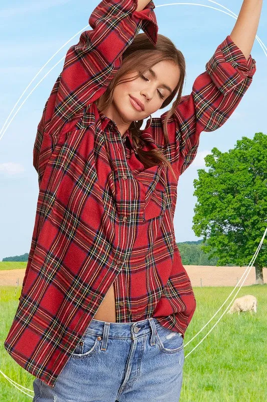 Cozy By The Fire Flannel in Red size small