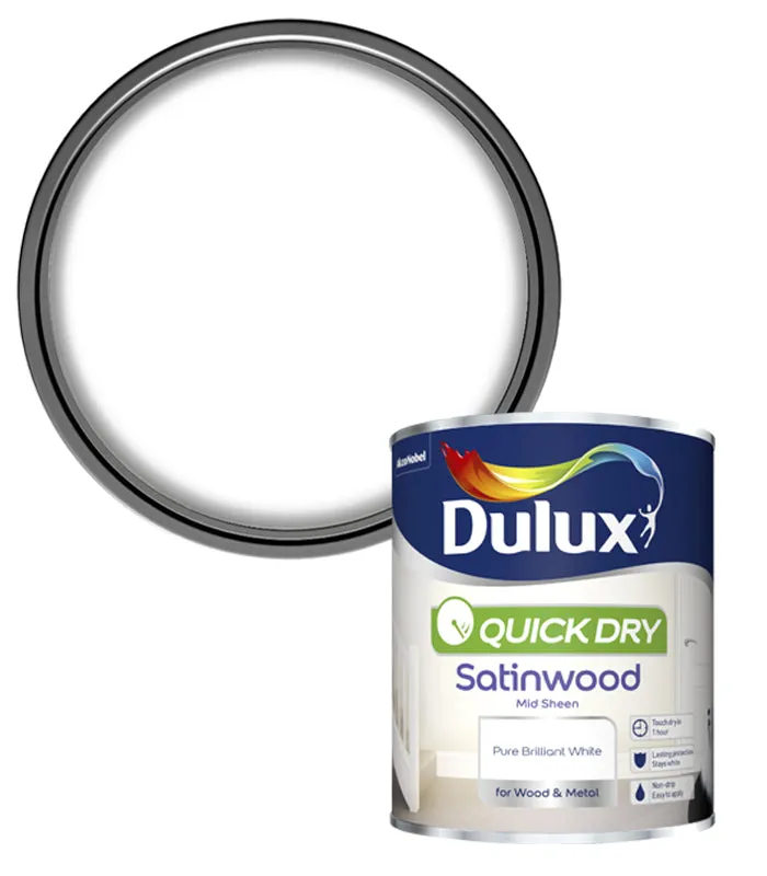 Dulux Quick Dry Satinwood Paint - Pure Brilliant White