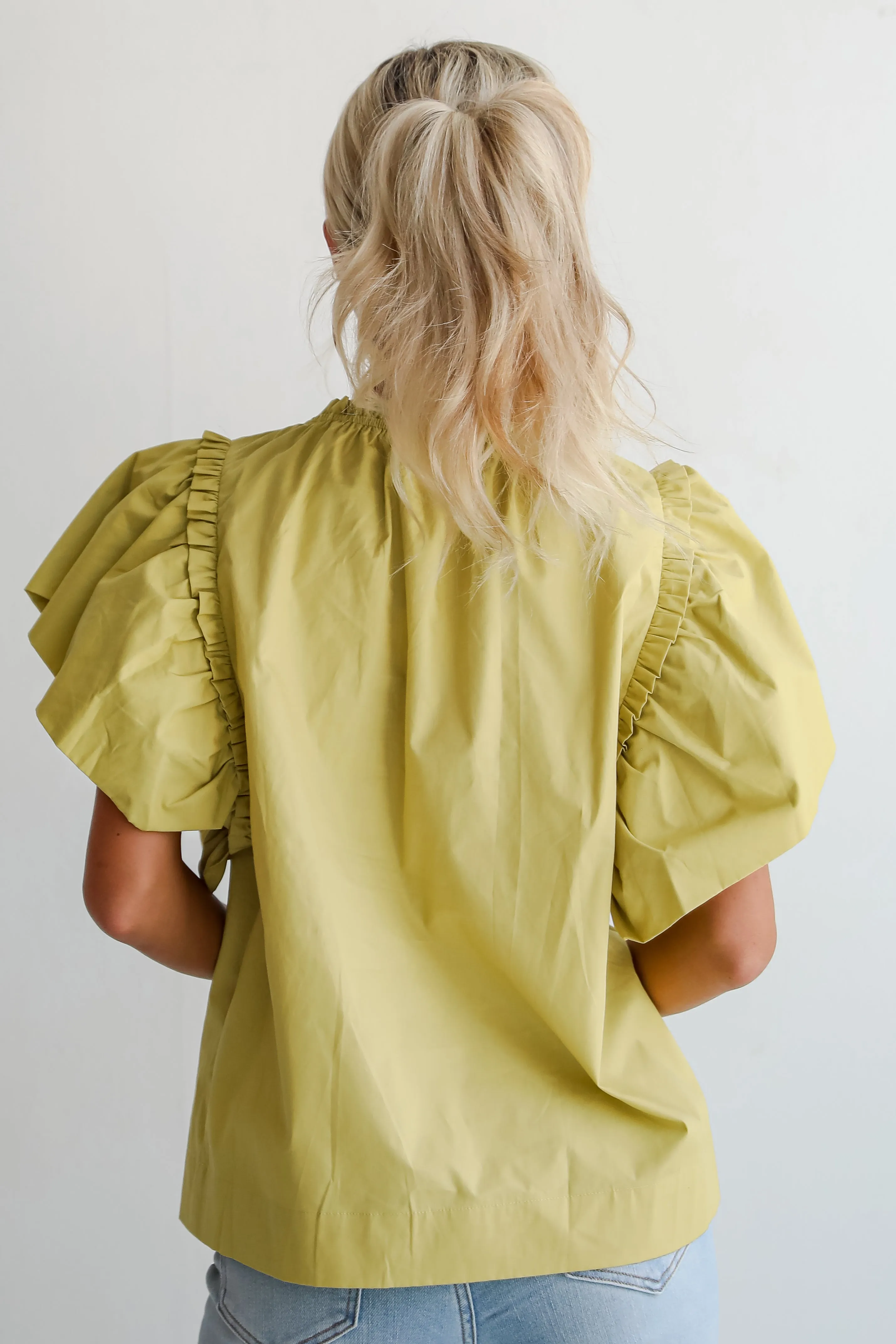 FINAL SALE - Precious Trend Chartreuse Ruffle Blouse
