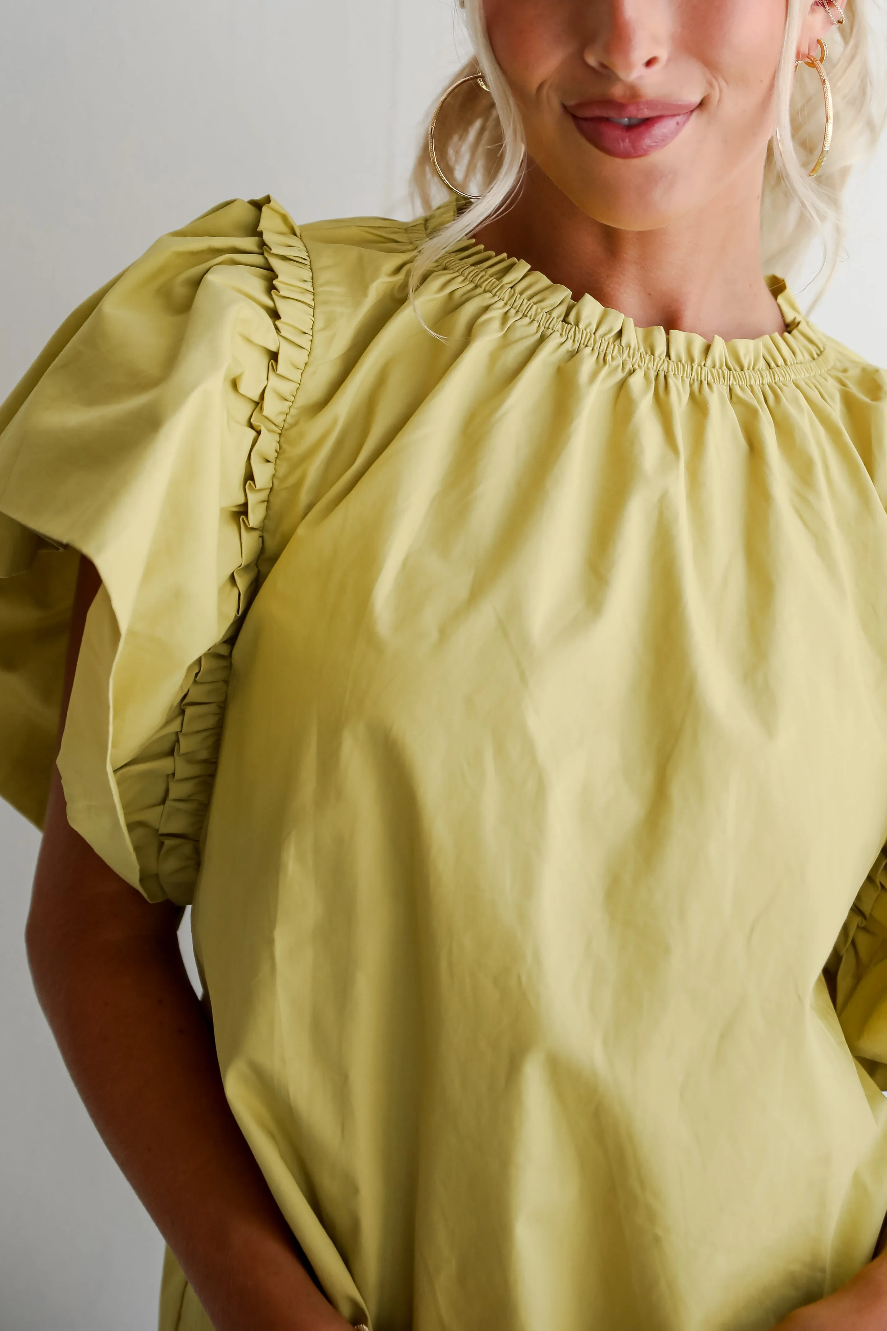 FINAL SALE - Precious Trend Chartreuse Ruffle Blouse