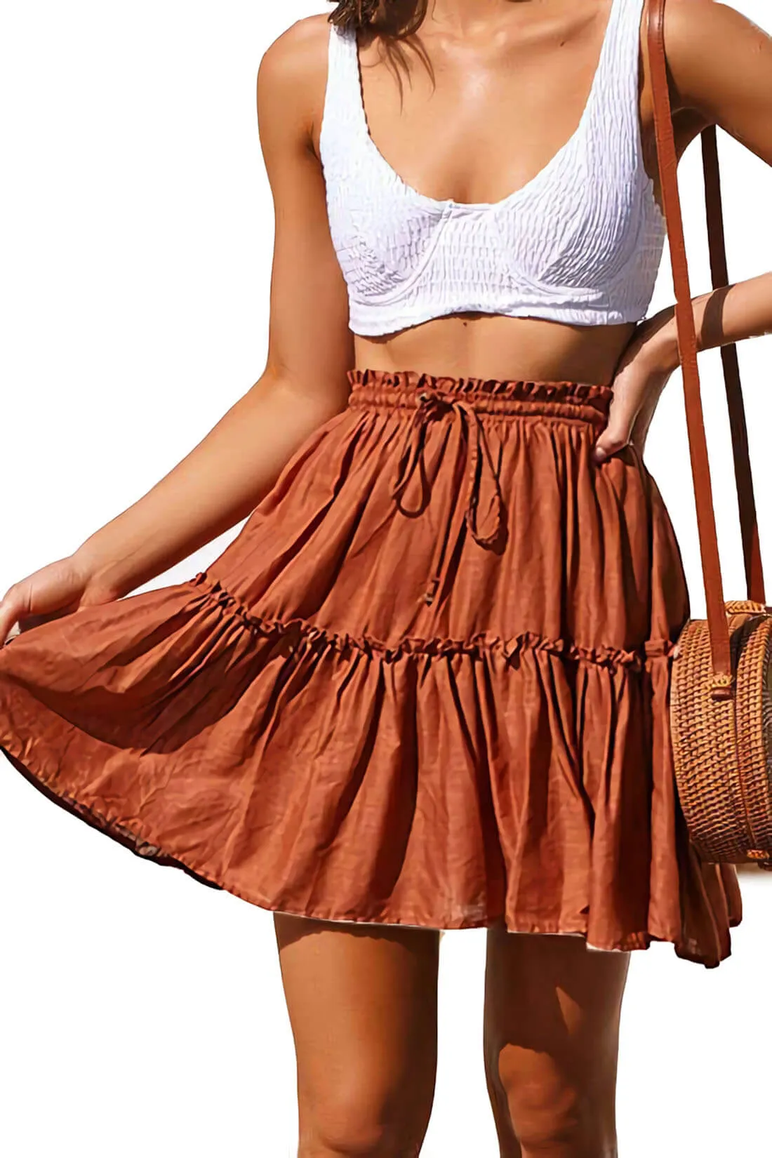 High Waist Ruffle Skirt Floral Print Skirt