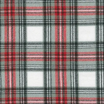 Mammoth Cotton Flannel "Red Wing" Red and White Plaid Fabric, 1/4 yard