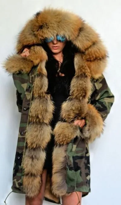 Real Fur Parka With Fox Fur Collar And Cuff Coats