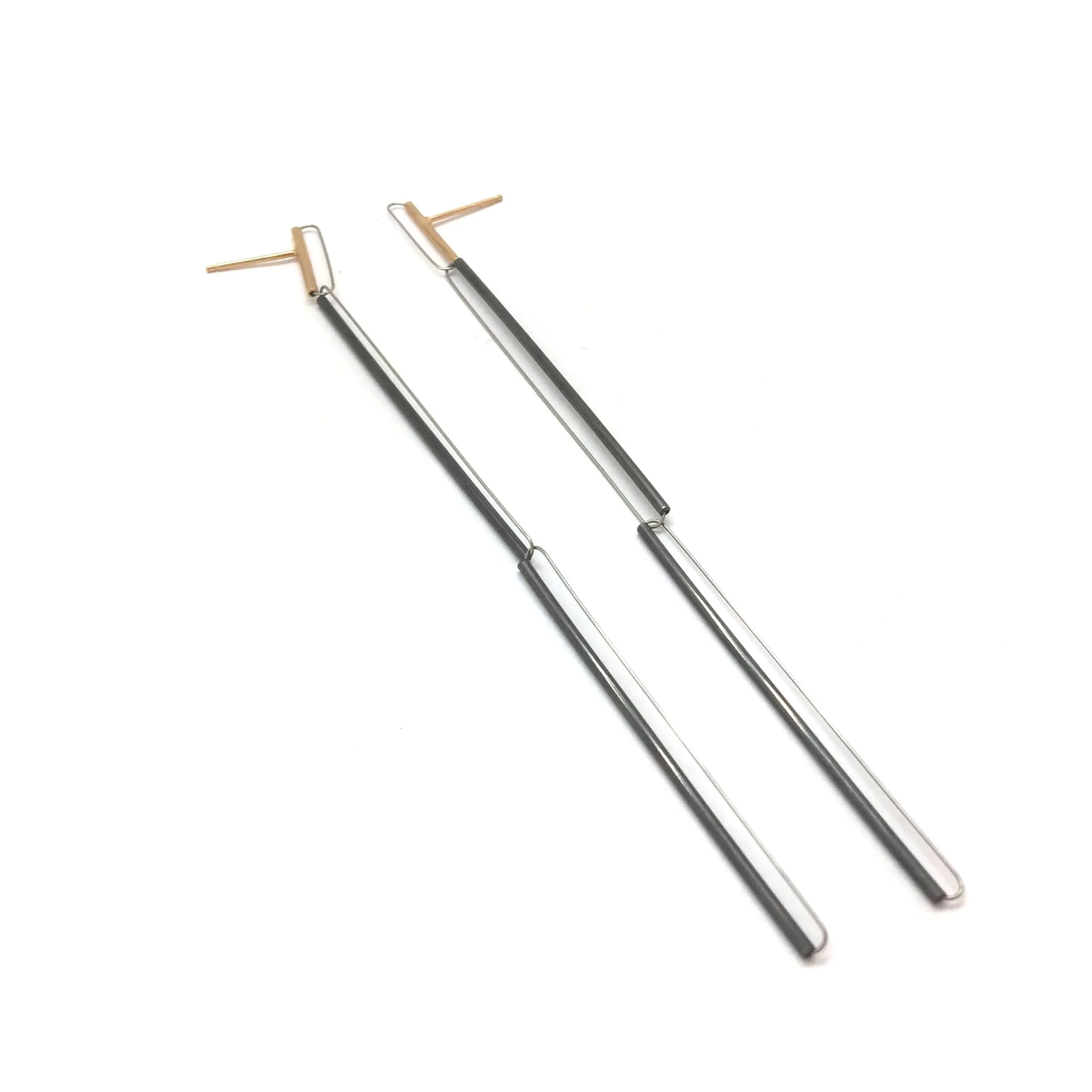 Three Link Black and Gold Earrings