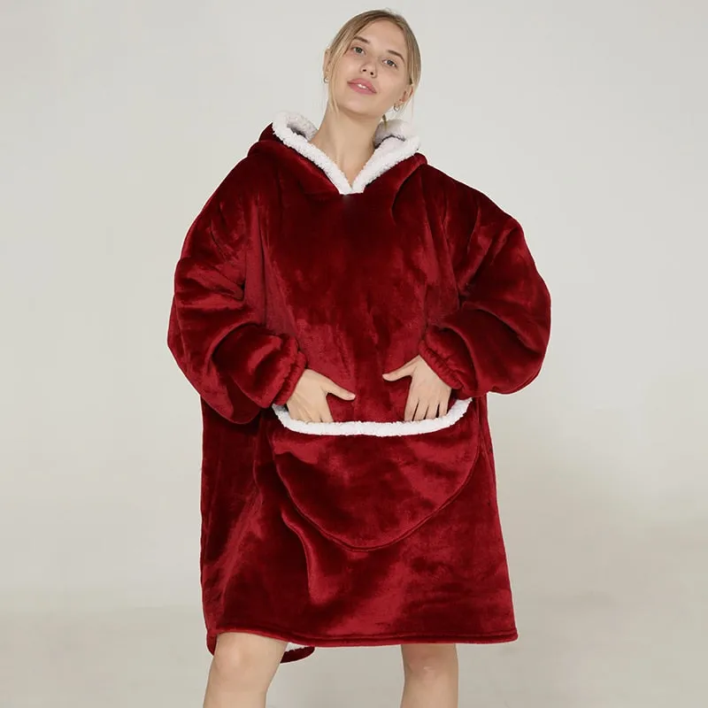 Winter Sherpa Blanket Plush Fleece Family Matching Hooded Girl Sweatshirt Oversized Hoodie